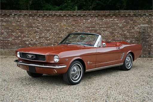 Ford Mustang 289 Convertible "Emberglo" Only one owner from new, Highly original unrestored condition, Manual gearbox, Attractive colour scheme "Emberglo", Original two-tone Emberglo and Parchment luxury Pony interior,