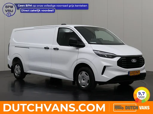 Ford Transit Custom 136PK Lang | Fabrieksgarantie | Leder | Achterdeuren | Multimedia | Camera | Airco | Cruise | 3-Zits | Betimmering