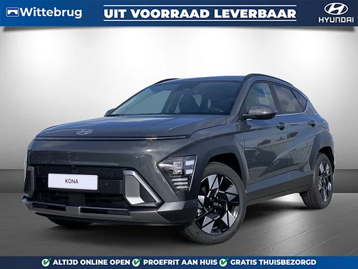 Hyundai Kona 1.6 GDI HEV Premium Full Hybride automatico con navigatie, Lederen bekleding en sedili riscaldati Uit azione leverbaar!