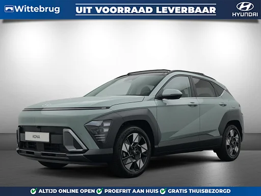 Hyundai Kona 1.6 GDI HEV Premium Sky VALE Full Hybride automatico con Panorama schuifdak, navigatie, Lederen bekleding en aria condizionata Control Uit azione leverbaar