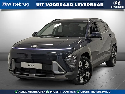 Hyundai Kona 1.6 GDI HEV Premium Full Hybride automatico con navigatie, Lederen bekleding en sedili riscaldati Uit azione leverbaar!