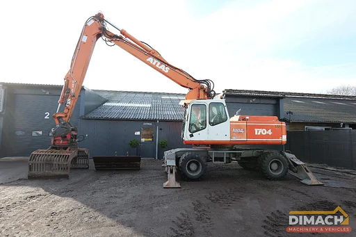 Atlas 1704 va boom - 4x4 crane - 4 outriggers - Deutz 6-cylinder engine - Dutch machine - Verachtert grab - tilting bucket