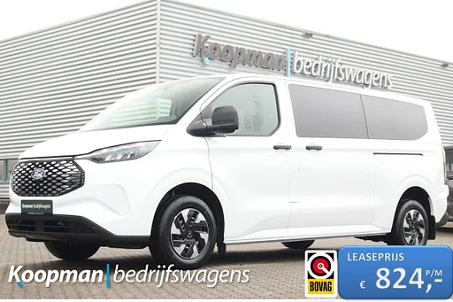 Ford Transit Custom E-Transit 320 L2H1 Kombi | 9 persoons | Trend | 65kWh | 160kW/218pk | Trekgewicht 2300kg | Camera | Carplay/Android | Cruise | Lease 824,- p/m