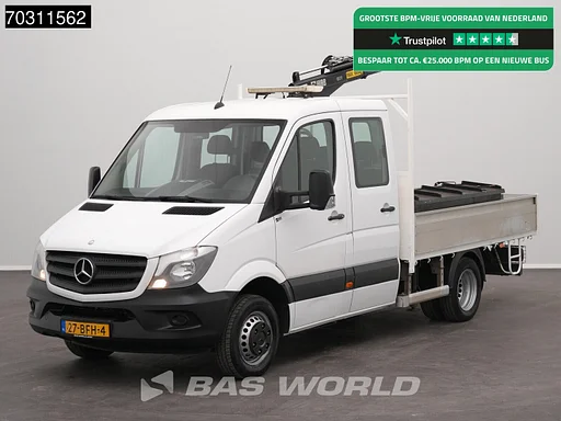 Mercedes-Benz Sprinter 513 CDI Automaat Euro6 Kraanwagen HIAB 017T Dubbellucht Trekhaak Airco Euro6 Kraan Open Laadbak Crane Kranwagen Pritsche Open Box Pickup Airco Trekhaak