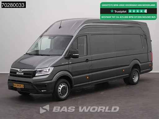 MAN TGE 5.160 XXL Automaat Dubbellucht L5H4 ACC LED Navi Airco Cruise Camera Parkeersensoren v+a Euro6 L5 XL Airco