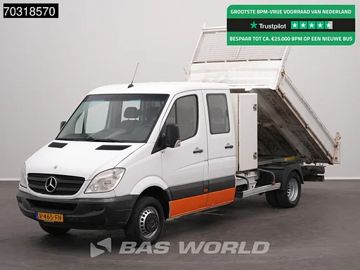 Mercedes-Benz Sprinter 513 CDI Dubbel Cabine Open Laadbak met Kist Dubbellucht Trekhaak Airco Cruise Euro6 Prtische Pickup Open Box Airco Trekhaak Cruise control