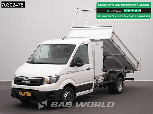 MAN TGE 5.120 Kipper met Kist Dubbellucht 3,5t Trekhaak Navi Airco Cruise Camera Euro6 Tipper Benne Kieper Airco Trekhaak Cruise control