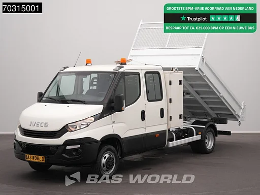 Iveco Daily 35C16 Open Laadbak Dubbellucht 160PK 3,5t Trekhaak Navi Cruise Euro6 Tipper Benne Kieper Trekhaak Cruise control