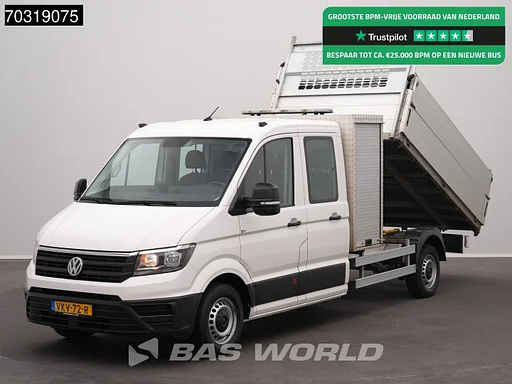 Volkswagen Crafter 140pk Kipper Dubbel Cabine met Kist Trekhaak Airco Cruise Camera Standkachel APK 03-2027 Euro6 Tipper Benne Kieper Airco Trekhaak Cruise control