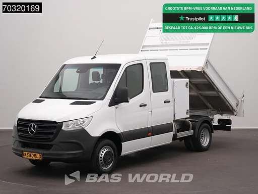 Mercedes-Benz Sprinter 514 CDI Automaat Dubbel Cabine met Kist Dubbellucht Kipper 3,5t Trekhaak Airco Cruise Euro6 Tipper Benne Kieper Airco Trekhaak Cruise control