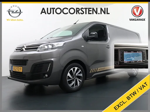 Citroën Jumpy 2.0D 145pk XL L3H1 3-Persoons Navi Apple Carplay Android Auto Cruise Pdc 2X Schuifdeur Cruise DAB+ Bordherkenning WiFi Citroen Connect Regen/Lichtsensor Dodehoeksensor SpoorAssist Voorruit+Wisserverwarmd 1e Eigenaar Euro 6 370Nm koppel