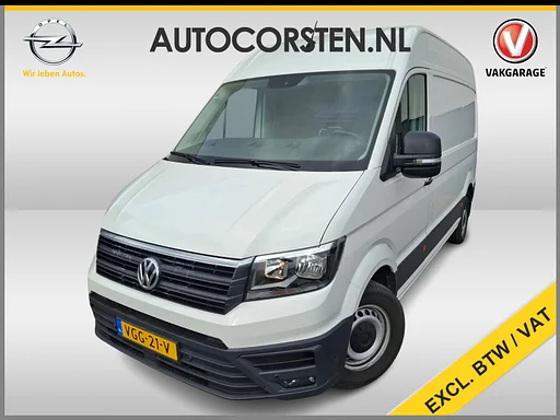 Volkswagen Crafter 35 2.0TDI 177pk! L3H3 EL Highline Trekhaak Camera Navi PDC-a+v Dab Treeplanken Schuifdeur Bluetooth EURO-6 CruiseControl Voorruitverwarming Betonplex-Vloer Wandbetimmering Aut.Verlichting Elek.Ramen/Spiegels Euro 6 Krachtige motor 177pk/410Nm zorgt voor 3.500 kg Trekgewicht!