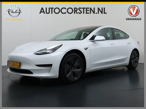Tesla Model 3 SR+ 325PK LFP-Accu SOH 91% Trekhaak AutoPilot Leer Pano-Dak Adaptive Cruise Lmv 18" Camera's Elektr.-Stuur+Stoelen+Spiegels+Geheugen+Easy-Entry+Verwarmde stoelen Park assistent Pdc WIFI Ecc Lane-Assist Speed-Assist Ecc Navi Led DAB Voorverwarmen interieur via App Keyless One-Pedal-Drive 1.000KG Trekgewicht Origineel Nederlandse Auto LFP accu dus 100% opladen!