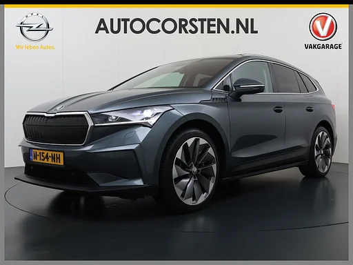 Skoda Enyaq iV 80 Warmtepomp Soh 94% attache remorque Leder Adap.Demping Toit Pano Head-Up 360°Camera Navi 3-Zone Ecc Apple Carplay Android Auto Pdc Stoel+Achterbankverwarming Led-Matrix LMV 21" Elek.Achterklep Memory 1.000KG towing weight entretien du concessionnaire très complet