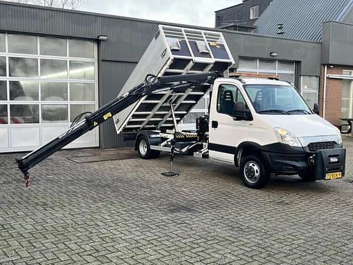 Iveco Daily 50C15 Hiab 022 Laadkraan 1555kg laadvermogen Kipper 2-Persoons Open laadbak Pick-up P-up 150pk Bakwagen Nido aansluiting Luchtvering Euro 5 Kieper Kipper kipper PTO aansluiting