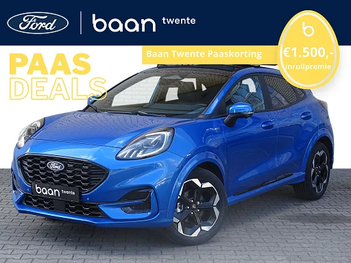 Ford Puma 1.0 Turbo 125pk Mild Hybride ST-Line X | Tetto Pano | winterpack | blis | 360 macchina fotografica | adaptieve led koplampen | adaptieve cruise. | uit azione leverbaar | desert island blue