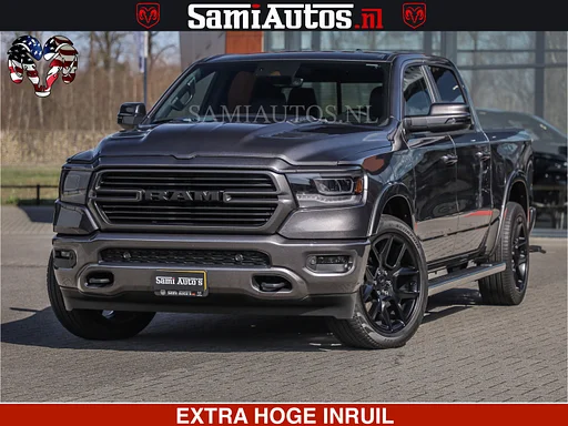 Dodge RAM SPORT | 5.7 V8 4X4 | 22 ICH WHEELS | 12 INCH MULTIMEDIA | MEMORY SEAT | BED STEP | 3500KG | GRANITE CRYSTAL | PRINS LPG | CRUISE | FULL LED | ALARM K3 | UITLAAT KLEP SYSTEEM ALS NIEUW!