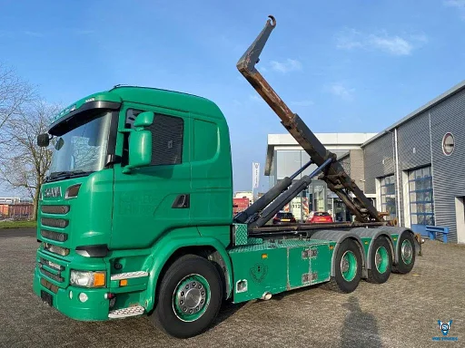 Scania R520 V8 / 8X4 / BIG AXLE / AJK HOOKLIFT 30TON / LIFT+LENKACHSE / NAVI / LEATHER / FULL-AIR / AUTOMATIC / EURO-6 / 2015